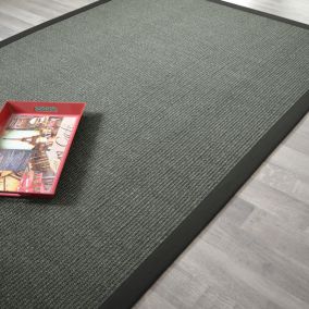 Tapis Sisal Quintana anthracite - Ganse coton noire - 120 x 170 cm