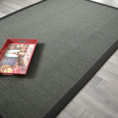Tapis Sisal Quintana anthracite - Ganse coton noire - 80 x 150 cm