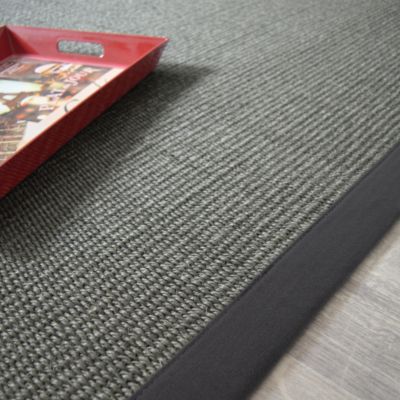 Tapis Sisal Quintana anthracite - Ganse coton noire - 80 x 150 cm