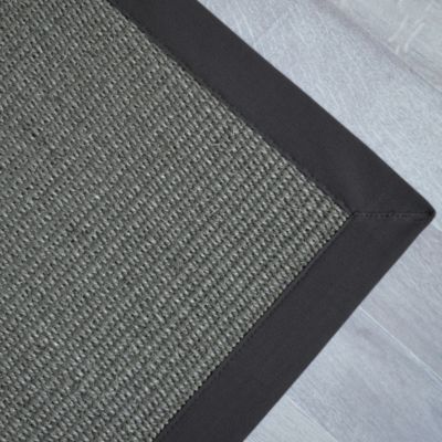 Tapis Sisal Quintana anthracite - Ganse coton noire - 80 x 150 cm