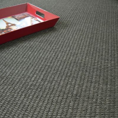 Tapis Sisal Quintana anthracite - Ganse coton noire - 80 x 150 cm