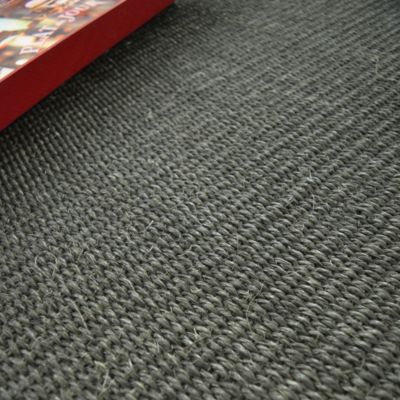 Tapis Sisal Quintana anthracite - Ganse coton noire - 80 x 150 cm
