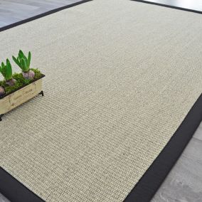 Tapis Sisal Quintana blanchi - Ganse coton noire - 120 x 170 cm