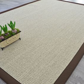 Tapis Sisal Quintana blanchi - Ganse polypropylène chocolat - 140 x 200 cm