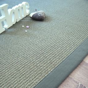 Tapis Sisal Quintana gris - Ganse coton vert de gris - 120 x 170 cm