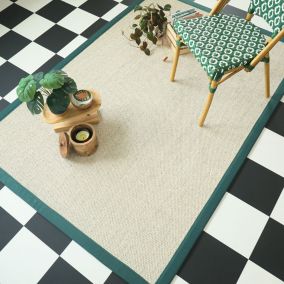 Tapis Sisal - Tulum blanchi - Ganse vert émeraude - 120 x 170 cm