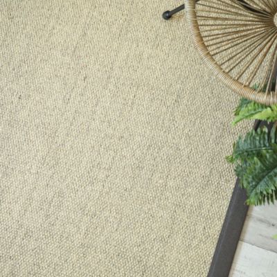 Tapis Sisal - Tulum écru - Ganse coton anthracite - 250 x 350 cm