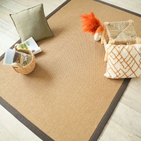 Tapis Sisal - Tulum havane - Ganse chocolat - 140 x 200 cm