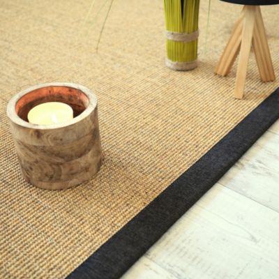 Tapis sisal Yucatan chaume - Ganse chenille brun chiné - 120 x 170 cm