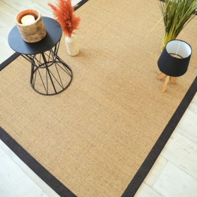 Tapis sisal Yucatan chaume - Ganse chenille brun chiné - 120 x 170 cm