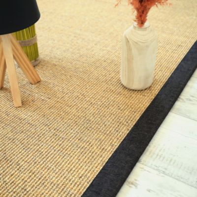Tapis sisal Yucatan chaume - Ganse chenille brun chiné - 120 x 170 cm