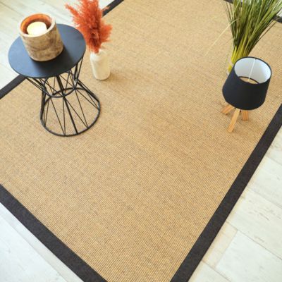 Tapis sisal Yucatan chaume - Ganse chenille brun chiné - 140 x 200 cm