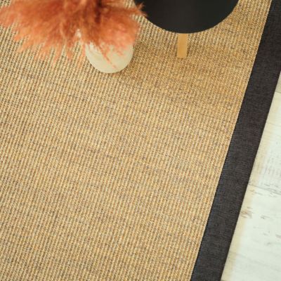 Tapis sisal Yucatan chaume - Ganse chenille brun chiné - 140 x 200 cm