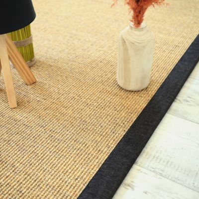 Tapis sisal Yucatan chaume - Ganse chenille brun chiné - 140 x 200 cm