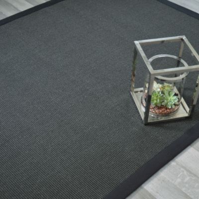 Tapis sisal Yucatan noir - Ganse coton noire - 120 x 170 cm