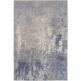 Tapis souple en tissu chenille recyclé - Montmartre - Bleu de Nîmes - 120 x 170 cm