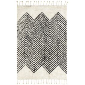 Tapis style Berbère avec franges - Arrow - Blanc cassé - 120 x 160 cm