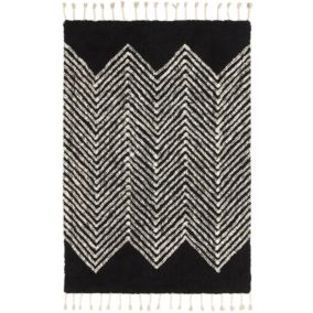 Tapis style Berbère avec franges - Arrow - Noir - 120 x 160 cm