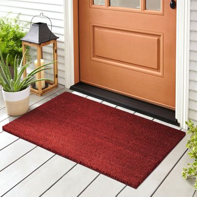 Tapis sur mesure en Fibres de Noix de Coco, Rouge 24 mm, 100 x 150 cm