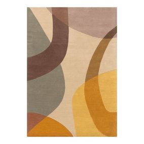 Tapis tissé main laine moderne abstrait Zaddig 230x160 CM - Jaune