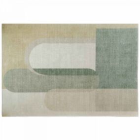 Tapis tissé motif abstrait design vert d'eau 120 x 170 cm  Oviala