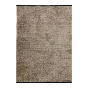 Tapis tissé plat coton noir et reflet lumière gris 120x170