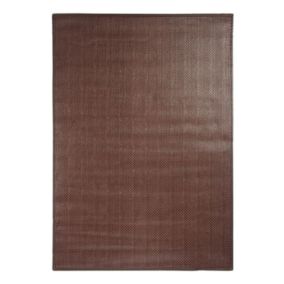 Tapis tissé plat en cuir chocolat 120x170