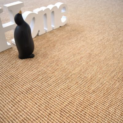 Tapis Tissé plat - Mahé naturel - Ganse coton marron - 80 x 150 cm