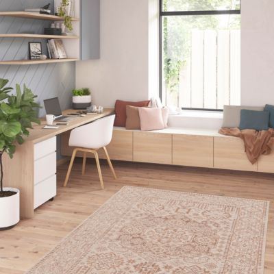 Tapis tissage à plat Bajra GoodHome L. 120cm x l. 170cm crème et marron