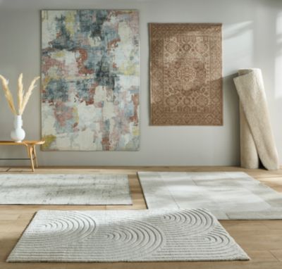 Tapis tissage à plat Bajra GoodHome L. 120cm x l. 170cm crème et marron