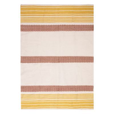 Tapis tissé 100% recyclé blanc et orange L.180 x l.120cm Deco&co