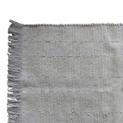 Tapis tissé en coton beige L.90 x l.60 cm Ornami