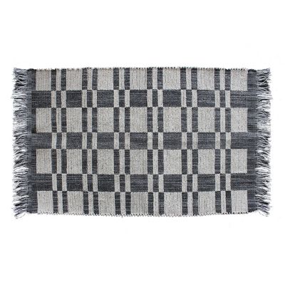 Tapis tissé en coton noir et blanc L.90 x l.60 cm Ornami