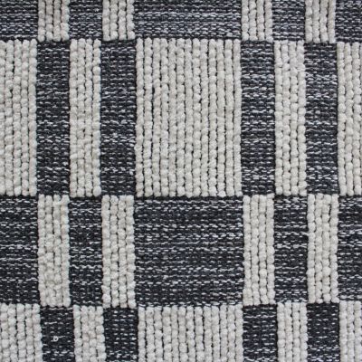 Tapis tissé en coton noir et blanc L.90 x l.60 cm Ornami