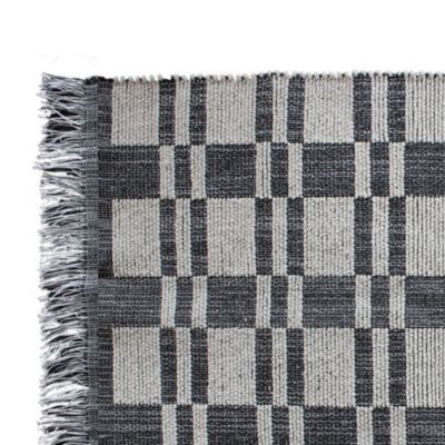 Tapis tissé en coton noir et blanc L.90 x l.60 cm Ornami