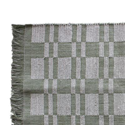 Tapis tissé en coton vert kaki L.90 x l.60 cm Ornami