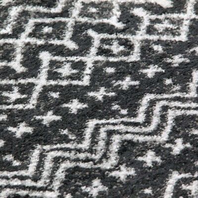 Tapis toucher laineux imprimé motifs ethniques noir 133x190