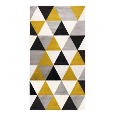 Tapis toucher laineux motif triangles jaune 80x150