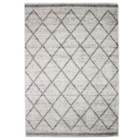 Tapis toucher laineux motifs ethniques écru 133x190