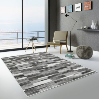 Tapis toucher soft - Imprimé peau de vache - Parement gris - 160 x 220 cm
