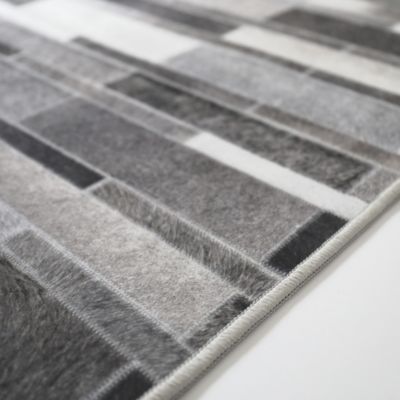 Tapis toucher soft - Imprimé peau de vache - Parement gris - 160 x 220 cm