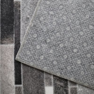 Tapis toucher soft - Imprimé peau de vache - Parement gris - 160 x 220 cm