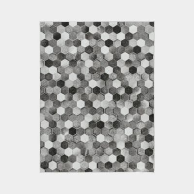 Tapis toucher soft - Imprimé peau de vache - Patchwork gris - 120 x 160 cm
