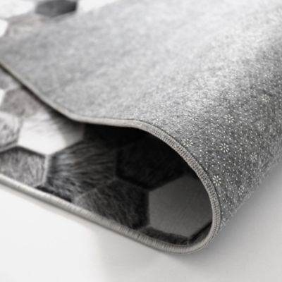 Tapis toucher soft - Imprimé peau de vache - Patchwork gris - 120 x 160 cm
