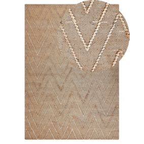 Tapis tressé boho en tissu beige DADAY