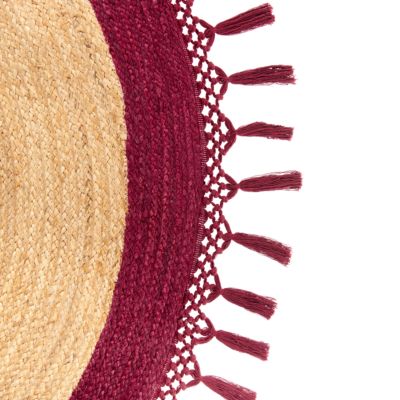 Tapis tressé boho en tissu beige MARTS