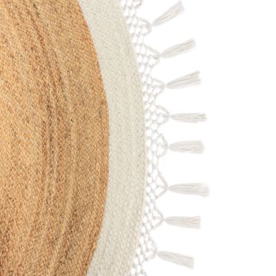 Tapis tressé boho en tissu beige MARTS