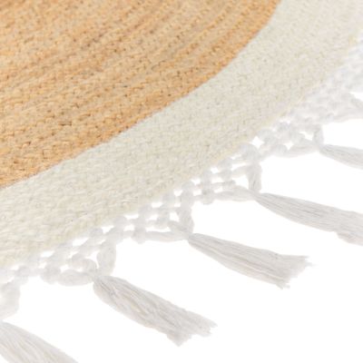 Tapis tressé boho en tissu beige MARTS