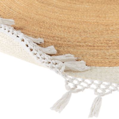 Tapis tressé boho en tissu beige MARTS