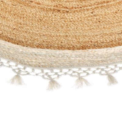 Tapis tressé boho en tissu beige MARTS